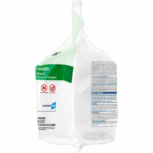 Clorox Healthcare Hydrogen Peroxide Cleaner Disinfectant Wipes 11" Length x 12" Width - Bleach-free, Antibacterial - White - 185/Pack - 200 / Pallet (30827PL)