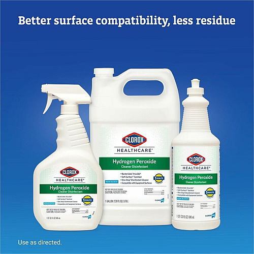 Clorox Healthcare Hydrogen Peroxide Cleaner Disinfectant Spray 32 fl oz (1 quart) - Bleach-free, Antibacterial - Clear - 216 / Bundle (30828BD)
