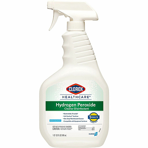 Clorox Healthcare Hydrogen Peroxide Cleaner Disinfectant Spray 32 fl oz (1 quart) - Bleach-free, Antibacterial - Clear - 216 / Bundle (30828BD)