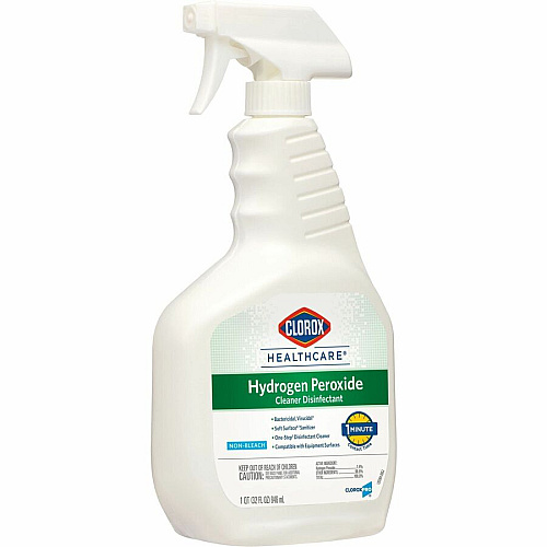 Clorox Healthcare Hydrogen Peroxide Cleaner Disinfectant Spray 32 fl oz (1 quart) - Bleach-free, Antibacterial - Clear - 216 / Bundle (30828BD)