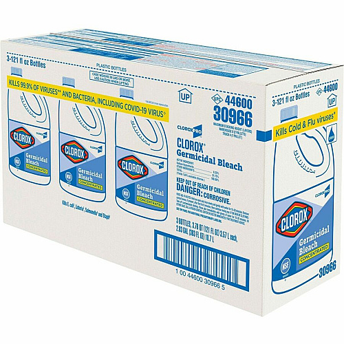CloroxPro&trade; Germicidal Bleach Concentrate - 121 fl oz (3.8 quart) - Recommended For: Germs Remover - Disinfectant, Antibacterial - Clear - 168 / Pallet (30966PL)