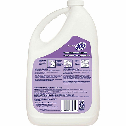 CloroxPro&trade; Formula 409 Glass & Surface Cleaner Refill For Kitchen - 128 fl oz (4 quart) - 108 / Pallet - Streak-free - Clear (3107PL)
