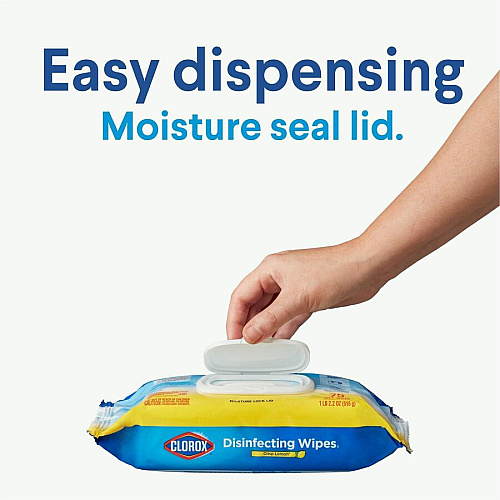 Clorox Disinfecting Cleaning Wipes Flex Pack Crisp Lemon Scent - Bleach-free, Antibacterial - White - 75/Pack - 600 / Pallet (31404PL)