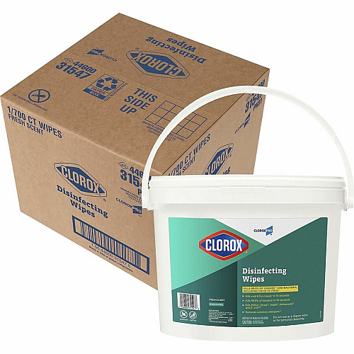 CloroxPro&trade; Disinfecting Wipes Ready-To-Use - Fresh Scent - Pre-moistened, Anti-bacterial, Textured - White - 700/Tub - 24 / Bundle (31547BD)