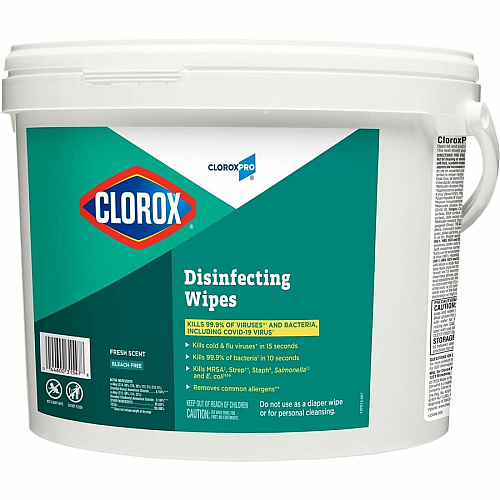 CloroxPro&trade; Disinfecting Wipes Ready-To-Use - Fresh Scent - Pre-moistened, Anti-bacterial, Textured - White - 700/Tub - 24 / Bundle (31547BD)
