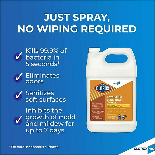 CloroxPro Total 360 Disinfectant Cleaner 128 fl oz (4 quart) - Translucent - 4 / Carton (31650CT)