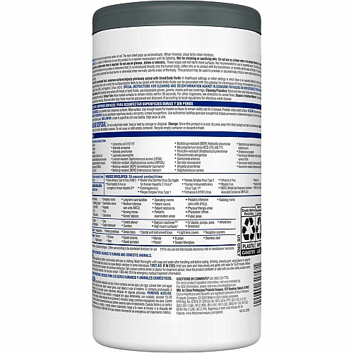 Clorox Healthcare VersaSure Cleaner Disinfectant Wipes (31757PL)