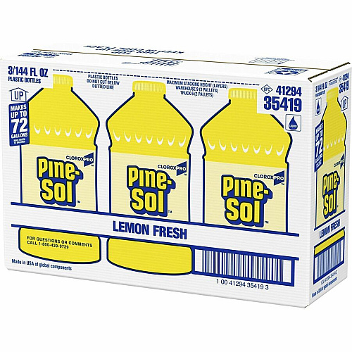 CloroxPro&trade; Pine-Sol All Purpose Cleaner Concentrate - 144 fl oz (4.5 quart) - Lemon Fresh Scent - 126 / Pallet - Deodorize, Residue-free, Antibacterial - Clear, Pale Yellow (35419PL)