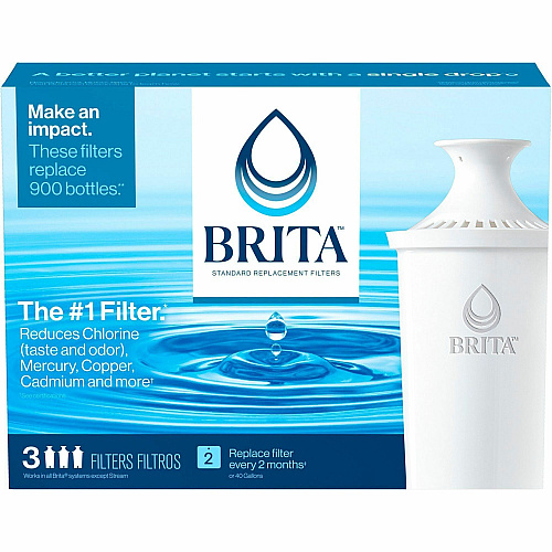 Brita Replacement Water Filter for Pitchers Dispenser - Pitcher - 40 gal Filter Life (Water Capacity)2 Month Filter Life (Duration) - 3/Pack - 336 / Bundle - Blue, White (35503BD)