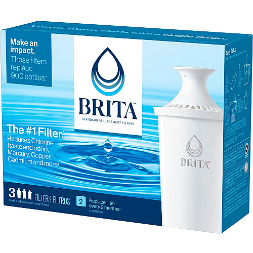 Brita Replacement Water Filter for Pitchers Dispenser - Pitcher - 40 gal Filter Life (Water Capacity)2 Month Filter Life (Duration) - 3/Pack - 336 / Bundle - Blue, White (35503BD)