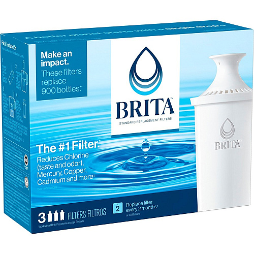 Brita Replacement Water Filter for Pitchers Dispenser - Pitcher - 40 gal Filter Life (Water Capacity)2 Month Filter Life (Duration) - 3/Pack - 336 / Bundle - Blue, White (35503BD)