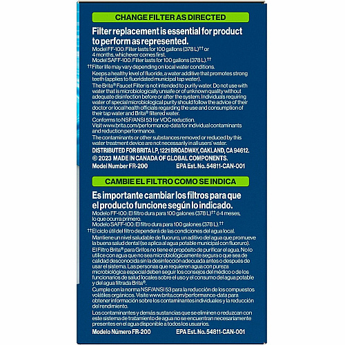 Brita On Tap Water Filtration System Replacement Filters For Faucets 100 gal Filter Life - Blue, White - 6 / Carton (36309CT)