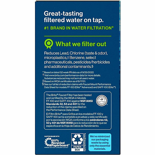 Brita On Tap Water Filtration System Replacement Filters For Faucets 100 gal Filter Life - Blue, White - 6 / Carton (36309CT)