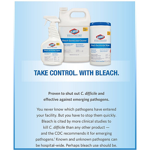 Clorox Healthcare Pull-Top Bleach Germicidal Cleaner Ready-To-Use - 32 fl oz (1 quart) - Anti-corrosive, Antibacterial, Disinfectant - White - 360 / Pallet (68832PL)