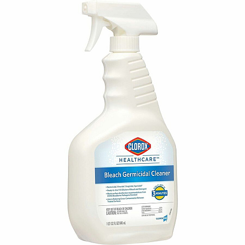 Clorox Healthcare Bleach Germicidal Cleaner Ready-To-Use - 32 fl oz (1 quart) - Anti-corrosive, Antibacterial, Disinfectant - White, Clear Bottle - 360 / Pallet (68970PL)