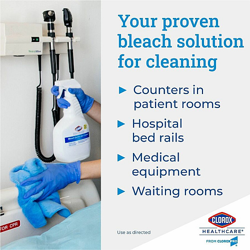 Clorox Healthcare Bleach Germicidal Cleaner Ready-To-Use - 32 fl oz (1 quart) - Anti-corrosive, Antibacterial, Disinfectant - White, Clear Bottle - 360 / Pallet (68970PL)