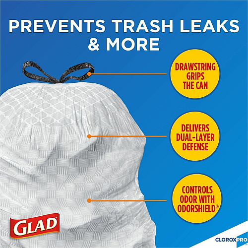 CloroxPro&trade; ForceFlex Tall Kitchen Drawstring Trash Bags 13 gal Capacity - 0.90 mil (23 Micron) Thickness - Drawstring Closure - Gray - Kitchen, Can, Office, Breakroom, School, Restaurant, Commercial, Cafeteria - 100/Box - 78 / Bundle (70427BD)