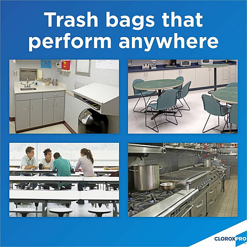 CloroxPro&trade; ForceFlex Tall Kitchen Drawstring Trash Bags 13 gal Capacity - 0.90 mil (23 Micron) Thickness - Drawstring Closure - Gray - Kitchen, Can, Office, Breakroom, School, Restaurant, Commercial, Cafeteria - 100/Box - 156 / Pallet (70427PL)