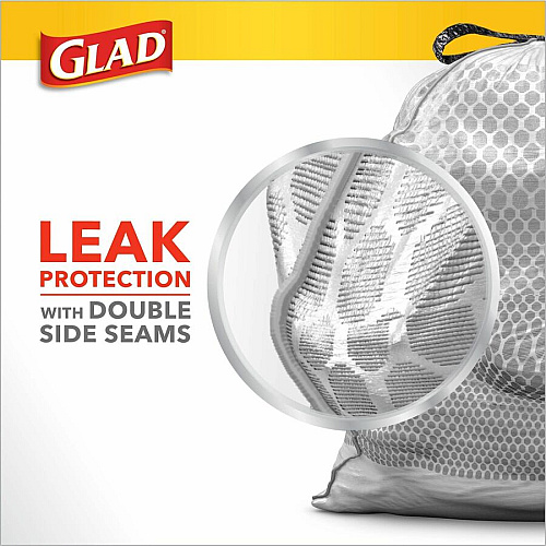 Glad ForceFlex Tall Kitchen Drawstring Trash Bags 13 gal Capacity - 27" Length x 24" Width x 9 mil (229 Micron) Thickness - Drawstring Closure - White - Plastic - Kitchen, Office, Day Care, Restaurant, School - 100/Box - 72 / Bundle (78526BD)