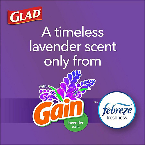 Glad ForceFlex Tall Kitchen Drawstring Trash Bags Gain Lavender with Febreze Freshness - 13 gal Capacity - 27.36" Length x 24.02" Width x 0.78 mil (20 Micron) Thickness - Drawstring Closure - White - Kitchen, Garbage, Office - 80/Box - 120 / Bun (78902BD)