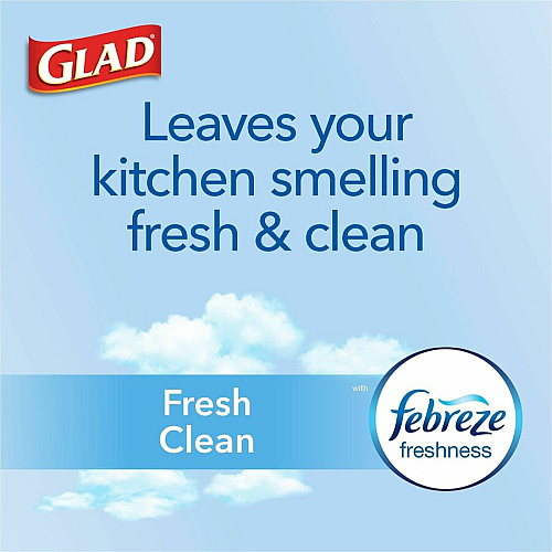 Glad ForceFlexPlus X-Large Kitchen Drawstring Bags Fresh Clean with Febreze Freshness - Large Size - 20 gal Capacity - 32.01" Length x 24.02" Width - Drawstring Closure - Gray - Home, Office, Garbage, Kitchen - 30/Box - 180 / Bundle (78913BD)