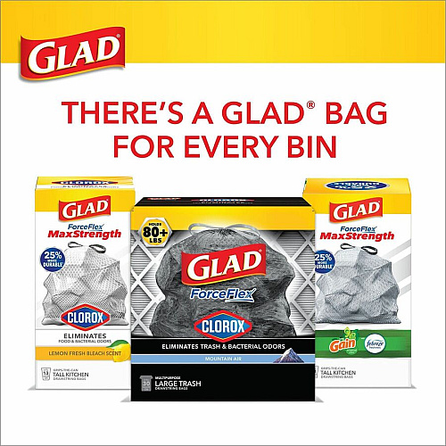 Glad ForceFlexPlus Drawstring Large Trash Bags Large Size - 30 gal Capacity - 32.01" Length x 30" Width x 0.90 mil (23 Micron) Thickness - Drawstring Closure - Black - Garbage, Indoor, Outdoor, Home, Office, Restaurant, Commercial - 50/Box - 78  (78997BD)