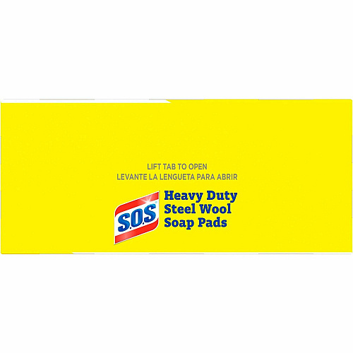 S.O.S. S.O.S Steal Wool Soap Pads 4" Length x 5" Width - Heavy Duty - Gray, Blue - 15/Box - 240 / Bundle (88320BD)
