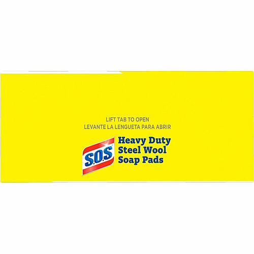 S.O.S. CloroxPro&trade; S.O.S&reg; Steel Wool Soap Pads 4" Length x 5" Width - Heavy Duty - Gray, Blue - 15/Box - 480 / Pallet (88320PL)