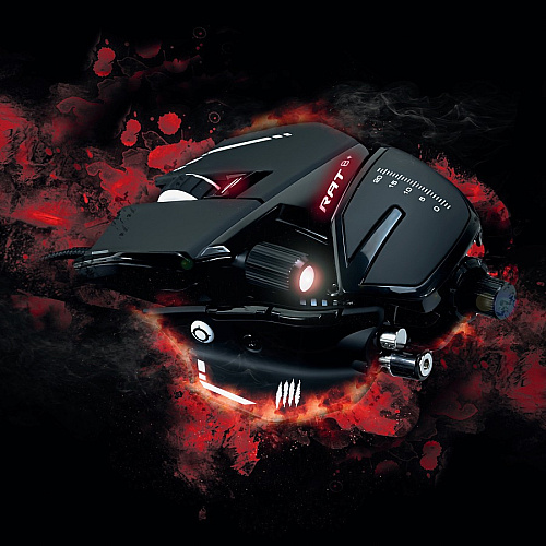 Mad Catz The Authentic R.A.T. 8+ Optical Gaming Mouse Pixart 3389 - Cable - Black - USB 2.0 - 16000 dpi - 11 Button(s) - 1 Each (MR05DCAMBL00)