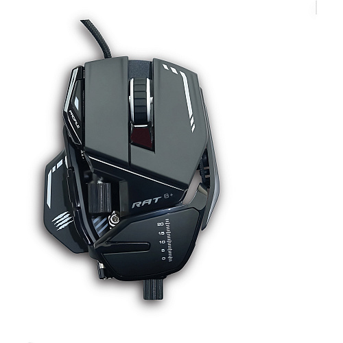 Mad Catz The Authentic R.A.T. 8+ Optical Gaming Mouse Pixart 3389 - Cable - Black - USB 2.0 - 16000 dpi - 11 Button(s) - 1 Each (MR05DCAMBL00)