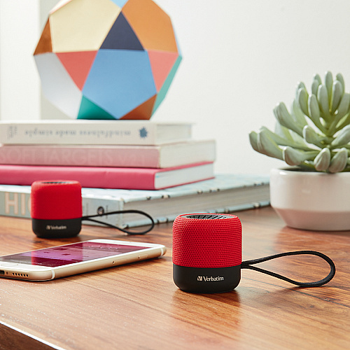 Verbatim Bluetooth Speaker System - Red 100 Hz to 20 kHz - TrueWireless Stereo - Battery Rechargeable - 1 Pack (70230)