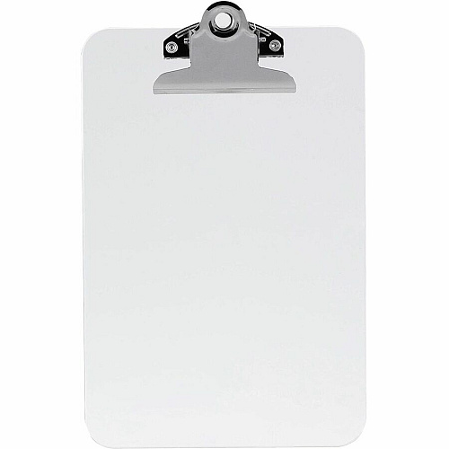 Business Source Plastic Clipboard 6" x 9" Sheet Size - Spring Clip - Plastic - Clear - 1 Each (BSN01858)