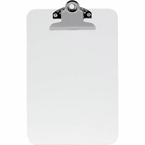 Business Source Plastic Clipboard 6" x 9" Sheet Size - Spring Clip - Plastic - Clear - 1 Each (BSN01858)