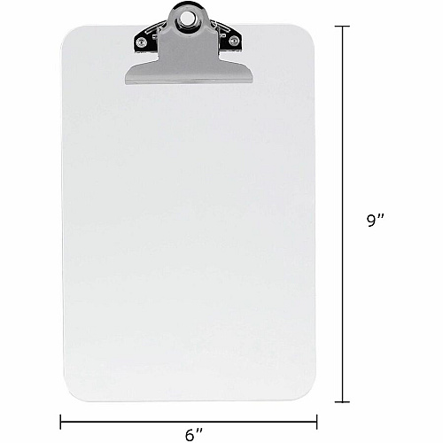 Business Source Plastic Clipboard 6" x 9" Sheet Size - Spring Clip - Plastic - Clear - 1 Each (BSN01858)