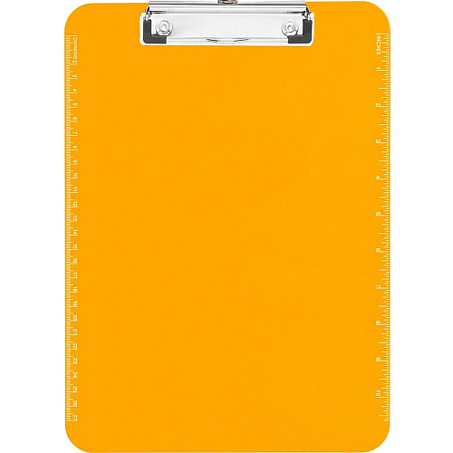 Business Source Flat Clip Clipboard 9" x 12" Sheet Size - Plastic - Neon Orange - 1 Each (BSN01866)