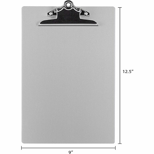 Business Source Aluminum Clipboard 8 1/2" x 11" Sheet Size - Clamp - Aluminum - Silver - 1 Each (BSN86259)