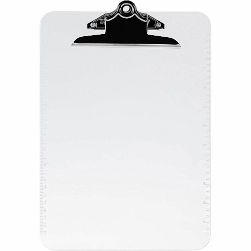 Business Source Spring Clip Plastic Clipboard 8 1/2" x 11" Sheet Size - Spring Clip - Plastic - Clear - 12 / Box (BSN01860BX)