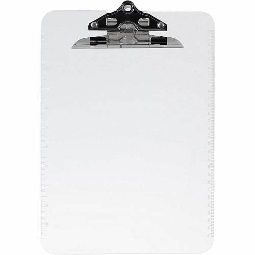 Business Source Spring Clip Plastic Clipboard 8 1/2" x 11" Sheet Size - Spring Clip - Plastic - Clear - 12 / Box (BSN01860BX)