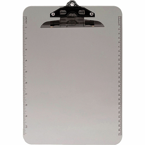 Business Source Spring Clip Plastic Clipboard 8 1/2" x 11" Sheet Size - Spring Clip - Plastic - Smoke - 12 / Box (BSN01861BX)