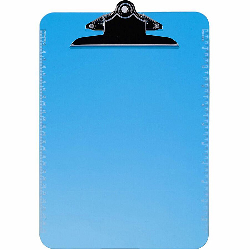 Business Source Spring Clip Plastic Clipboard 8 1/2" x 11" Sheet Size - Spring Clip - Plastic - Blue - 12 / Box (BSN01863BX)