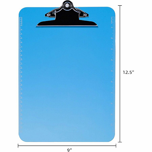 Business Source Spring Clip Plastic Clipboard 8 1/2" x 11" Sheet Size - Spring Clip - Plastic - Blue - 12 / Box (BSN01863BX)
