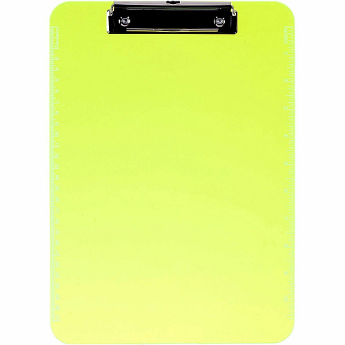 Business Source Flat Clip Clipboard 9" x 12" Sheet Size - Plastic - Neon Green - 6 / Bundle (BSN01867BD)