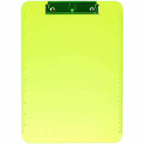 Business Source Flat Clip Clipboard 9" x 12" Sheet Size - Plastic - Neon Green - 6 / Bundle (BSN01867BD)