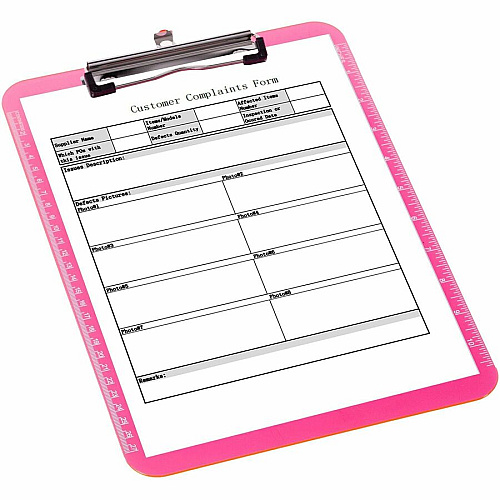 Business Source Flat Clip Clipboard 9" x 12" Sheet Size - Plastic - Neon Pink - 6 / Bundle (BSN01868BD)