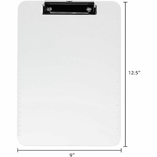 Business Source Flat Clip Clipboard 9" x 12" Sheet Size - Plastic - Clear - 6 / Bundle (BSN01869BD)