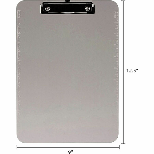 Business Source Flat Clip Plastic Clipboard 9" x 12" Sheet Size - Plastic - Smoke - 6 / Bundle (BSN01870BD)