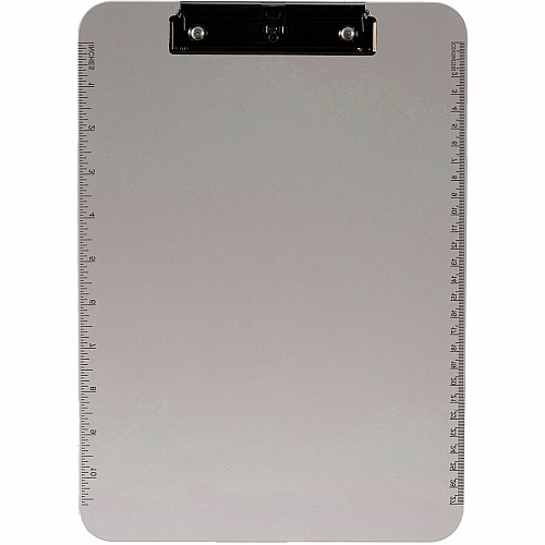 Business Source Flat Clip Plastic Clipboard 9" x 12" Sheet Size - Plastic - Smoke - 6 / Bundle (BSN01870BD)