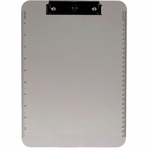 Business Source Flat Clip Plastic Clipboard 9" x 12" Sheet Size - Plastic - Smoke - 6 / Bundle (BSN01870BD)
