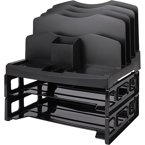 Business Source Smart Sorter Letter Tray/Organizer 9 Compartment(s) - 14" Height x 13.12" Width x 9.88" Depth - Desktop - Black - 1 Box (BSN26372)