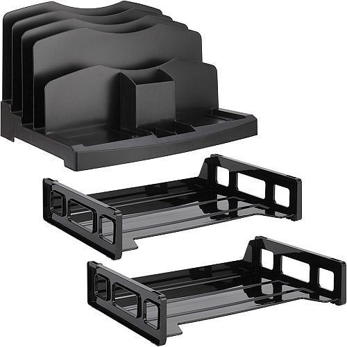 Business Source Smart Sorter Letter Tray/Organizer 9 Compartment(s) - 14" Height x 13.12" Width x 9.88" Depth - Desktop - Black - 1 Box (BSN26372)